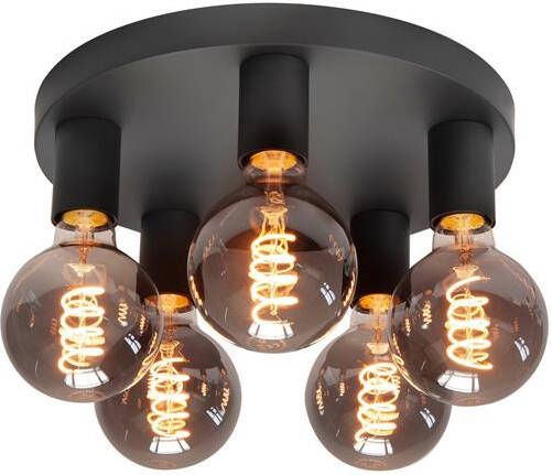 Highlight Plafondlamp Basic Zwart 5 lichts Ø 30cm E27
