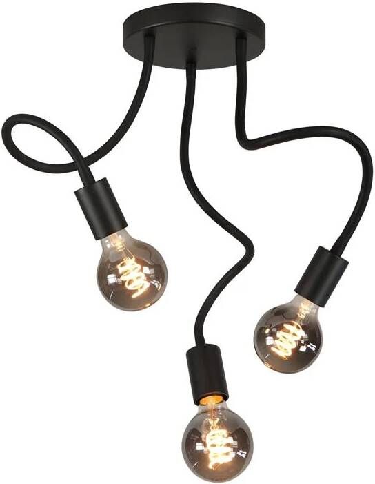 Highlight Flex plafondlamp met 3 flexibele armen zwart max 50cm Modern - 2 jaar garantie