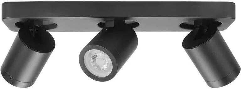 Highlight Opbouwspot Oliver 3-lichts IP44 zwart ronde plaat