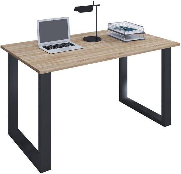 Hioshop Lona Bureau 110x80 cm U-frame Sonoma eiken decor zwart.