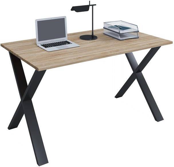 Hioshop Lona Bureau 110x80 cm X-frame Sonoma eiken decor zwart.