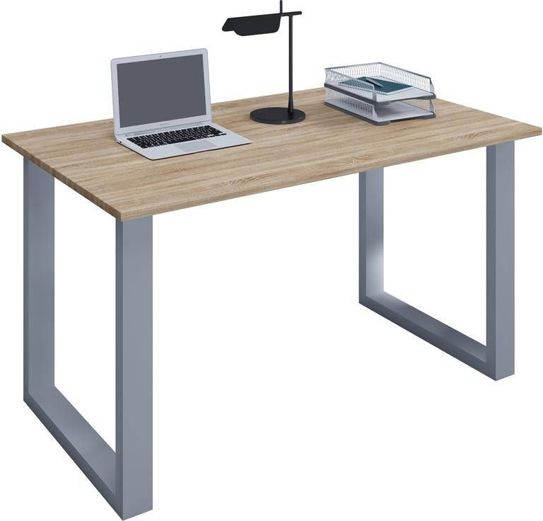 Hioshop Lona Bureau 140x80 cm U-frame Sonoma eiken decor zilverkleurig.