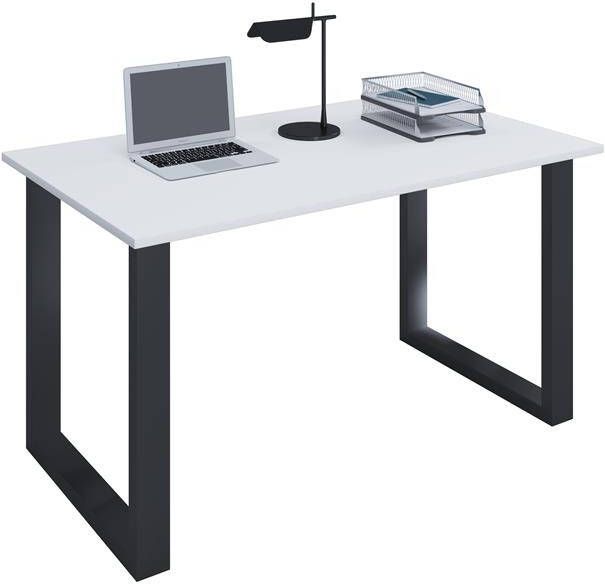 Hioshop Lona Bureau 140x80 cm U-frame wit zwart.