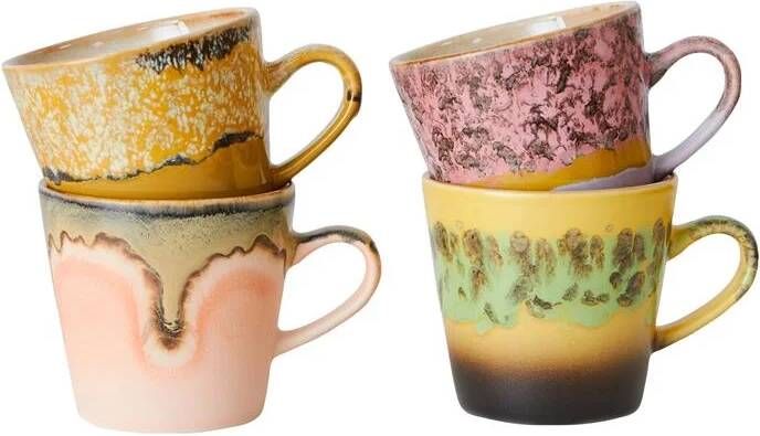 HKLIVING americanokopje 70s (Ø8 5 cm) (260 ml) (set van 4)