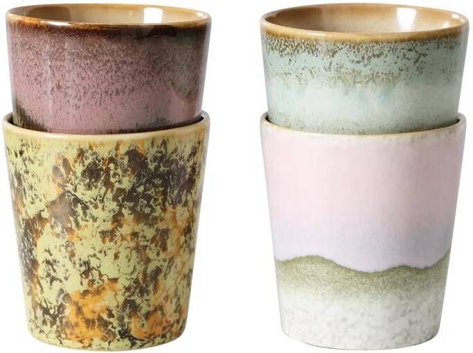 HKLIVING 70's Ceramics Koffiemok 0 23 L Set van 4 Serendipity