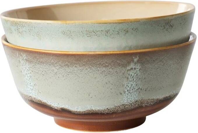 HKLIVING 70's Ceramics Ramen Kommen Ø 19 cm Set van 2 Verge