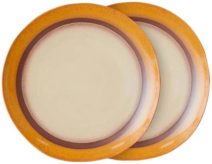 HKLIVING 70's Dinerbord Ø 29 cm Set van 2 Coconut