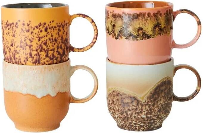 HKLIVING koffiekopje 70s (Ø8 cm) (250 ml) (set van 4)