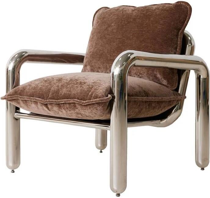 HKLIVING Chrome Lounge Fauteuil Velvet Brown