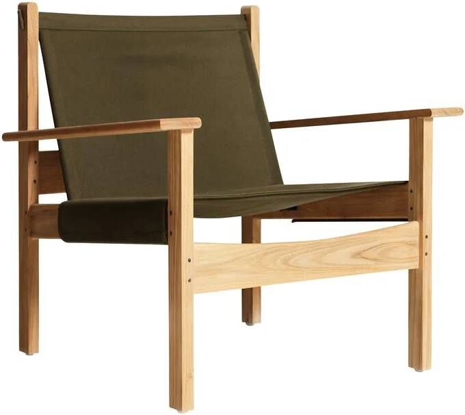 HKLIVING Fauteuil Explorer Teakhout en canvas Legergroen