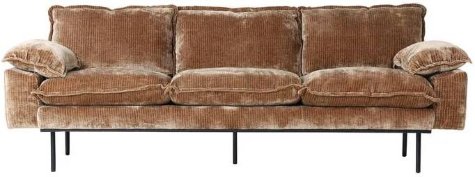 HKLIVING 3-zits Bank Retro 225cm Corduroy Velvet Aged Gold