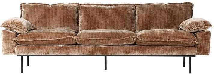 HKLIVING 4-zits Bank Retro 245cm Corduroy Velvet Aged Gold