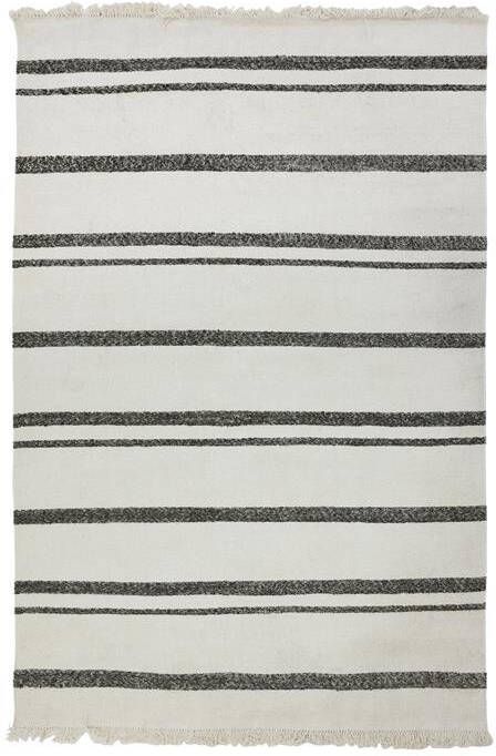HKLIVING Striped Woolen Kelim Vloerkleed 200 x 300 cm Crème