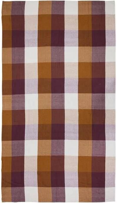 HKLIVING Vida geblokt tafelkleed (140x220 cm) amber burgundy