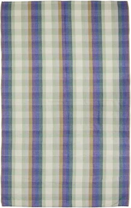 HKLIVING Vida geblokt tafelkleed (140x220 cm) mint cobalt