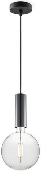 Home Sweet Home hanglamp zwart Saga hanglamp inclusief LED filament lichtbron G125 FALSE dimbaar pendel lengte 100 cm inclusief E27 LED lichtbron helder