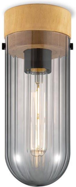 Home Sweet Home Plafondlamp Capri Hout Gerookt Glas ⌀10cm E27