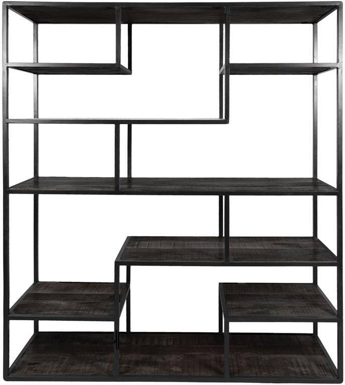 Home67 Vakkenkast Huub Zwart Mangohout 175 x 145 cm Roomdivider