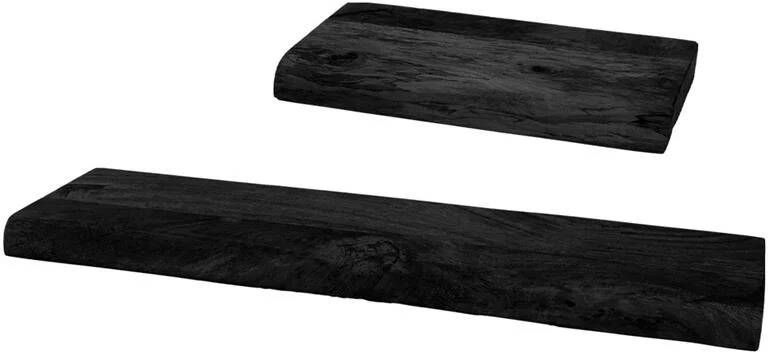 Home67 Wandplank Pure Zwart Mangohout Set van 2 Klein