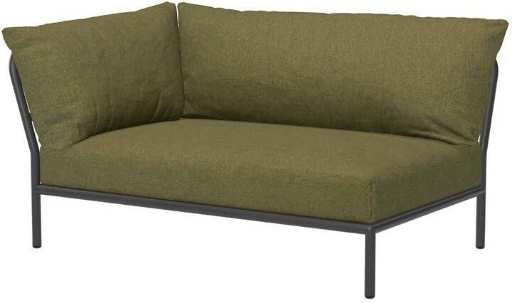 Houe Level2 linker hoek 2-zits loungebank frame donkergrijs stof leaf