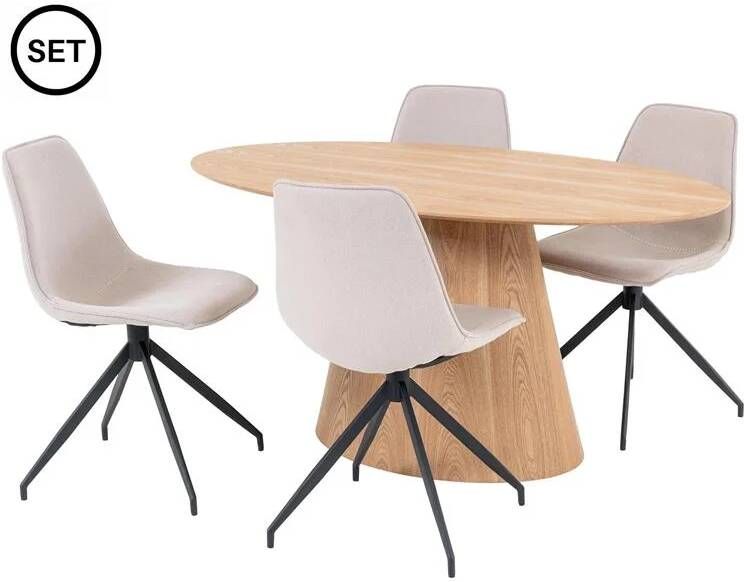 Hioshop 2 x Monaco eetkamerstoel draaifunctie zandkleurig.