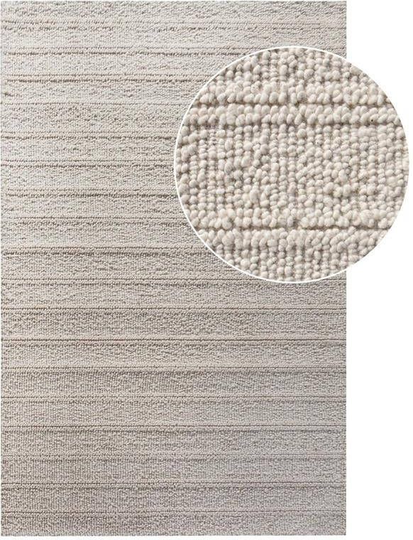 Hioshop Dehli vloerkleed handgeweven 200x300cm offwhite.