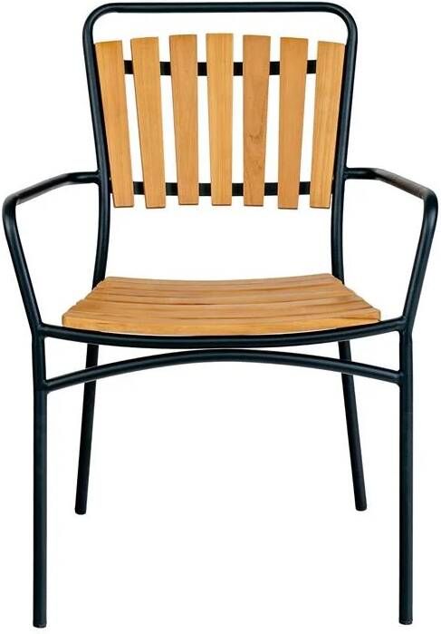 House Nordic Cleveland Eetkmaerstoel Zwart|Teak set van 4
