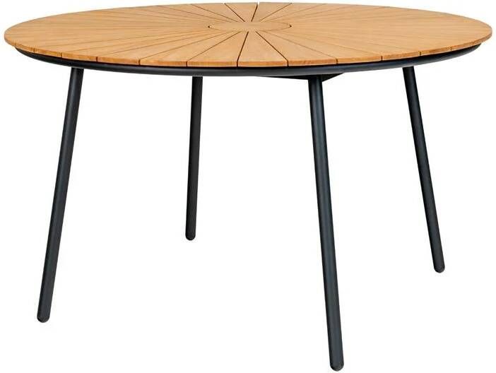 Hioshop Cleveland tuintafel Ø130cm teak zwart.
