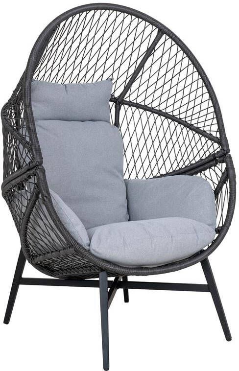 Hioshop Rosario leunstoel tuin incl. kussen buitenshuis zwart.