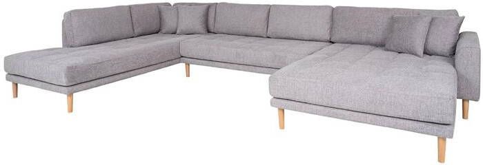 House Nordic U-Bank Lichtgrijs Open Einde Rechts 370x220x76cm