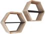 Hoyz Collection Wandschap Hexagon Teakhout Set Van 2 - Thumbnail 2