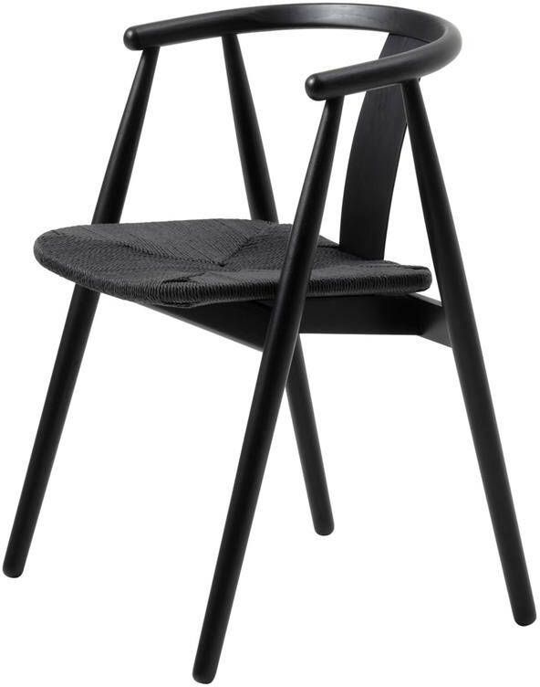 Hygge Interiors Relate Eetkamerstoel Zwart Eiken|Papieren Koord set van 2