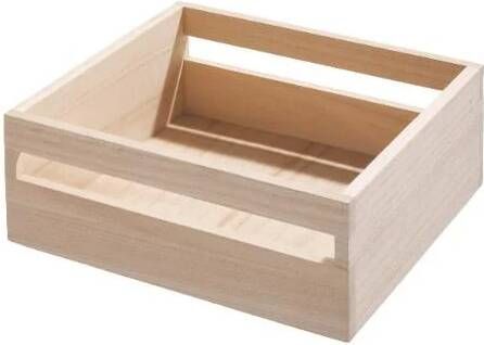 iDesign Opbergbox met Handvat 25.4 x 25.4 x 10.5 cm Paulownia Hout