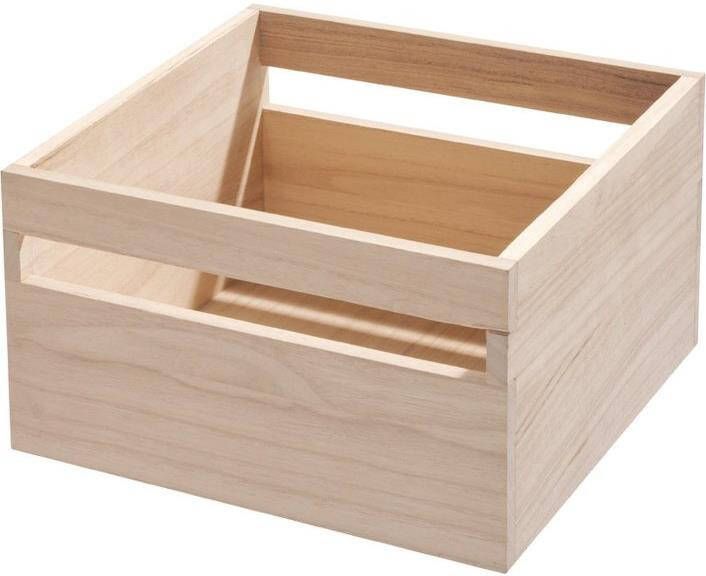 iDesign Opbergbox met Handvat 25.4 x 25.4 x 15.5 cm Paulownia Hout