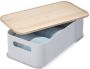 IDesign Opbergbox met Handvat en Deksel 30.2 x 21.3 x 12.7 cm Paulownia Hout Grijs Eco Storage - Thumbnail 8
