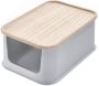 IDesign Opbergbox met Handvat en Deksel 30.2 x 21.3 x 12.7 cm Paulownia Hout Grijs Eco Storage - Thumbnail 2