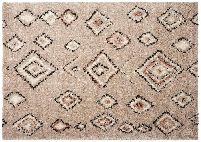 Interieur05 Berber Hoogpolig Vloerkleed Ikat Grijs|Beige