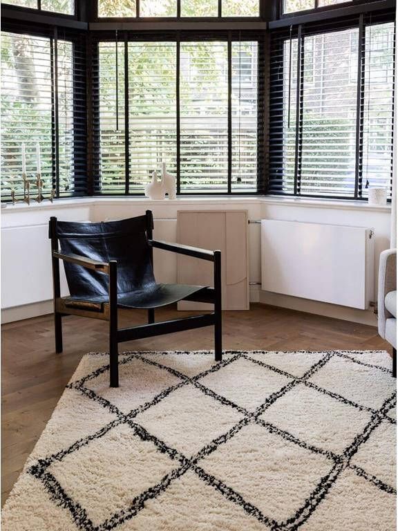 Interieur05 Hoogpolig berber vloerkleed Wit|Zwart Norway 200 x 290 cm