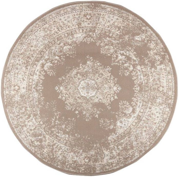 Interieur05 Rond Vintage Vloerkleed Keshan taupe Bruin 160 Ø (M)