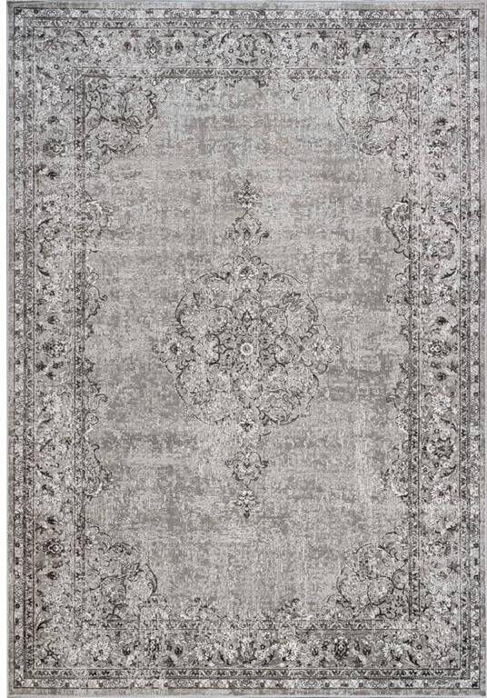 Interieur05 Vintage vloerkleed Ornament beige met franjes 195x300cm