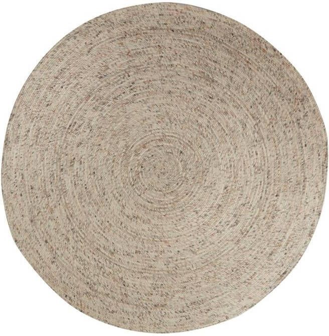 Interieur05 Rond wollen vloerkleed Gapo beige wit gemeleerd