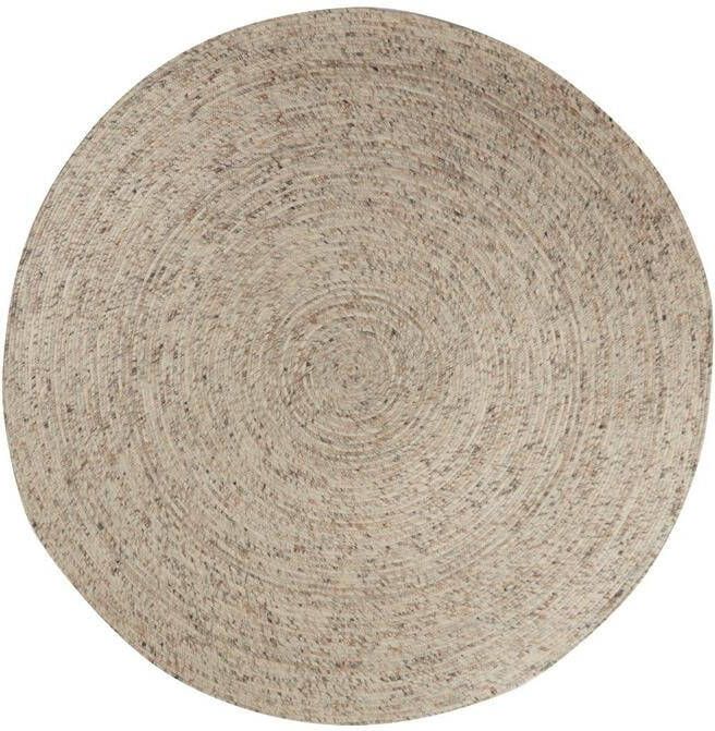 Interieur05 Rond wollen vloerkleed Gapo beige wit gemeleerd
