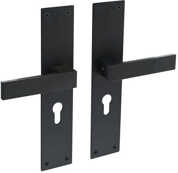 Intersteel deurklink Amsterdam + plaat 250x55x2mm profielcilindergat 55 mm zwart