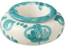 J-Line Ashtray Granada Ceramic White|Aqua Small