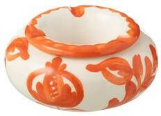 J-Line Ashtray Granada Ceramic White|Orange Small