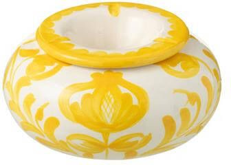 J-Line Ashtray Granada Ceramic White|Yellow Large