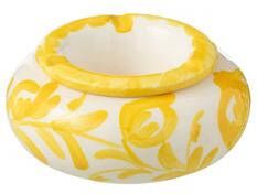 J-Line Ashtray Granada Ceramic White|Yellow Small