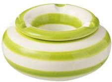 J-Line Ashtray Granada Stripes Ceramic White|Green Small