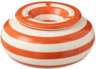 J-Line Ashtray Granada Stripes Ceramic White|Orange Large