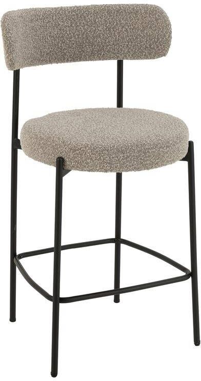 J-Line barstoel Bouclé multiplex|polyester grijs|zwart